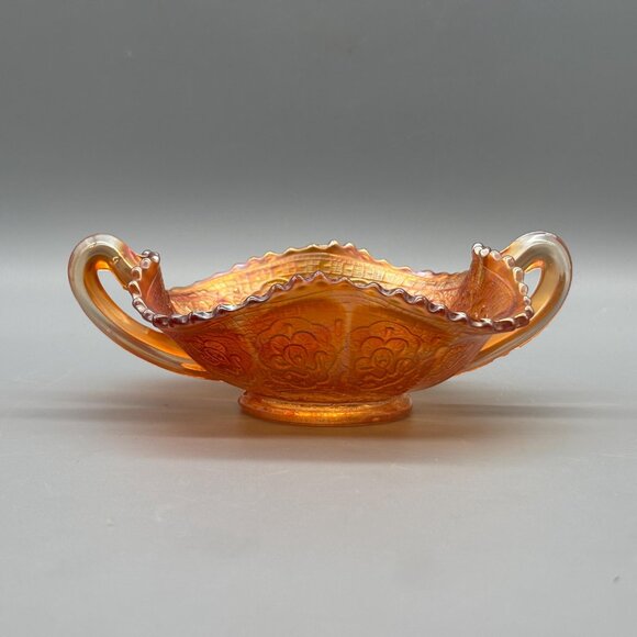 Antique Fenton Persian Medallion Marigold Carnival Glass Bowl Bon Bon Candy Dish - Picture 5 of 7